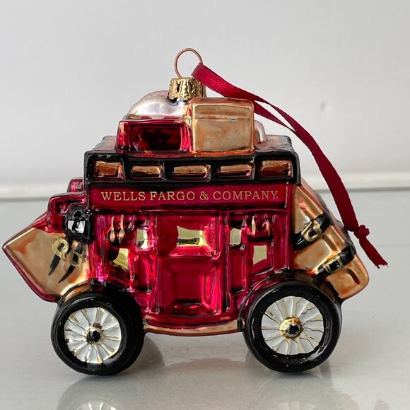 Wells Fargo & Company Blown Glass Stagecoach Christmas Ornament - Picture 4 of 7